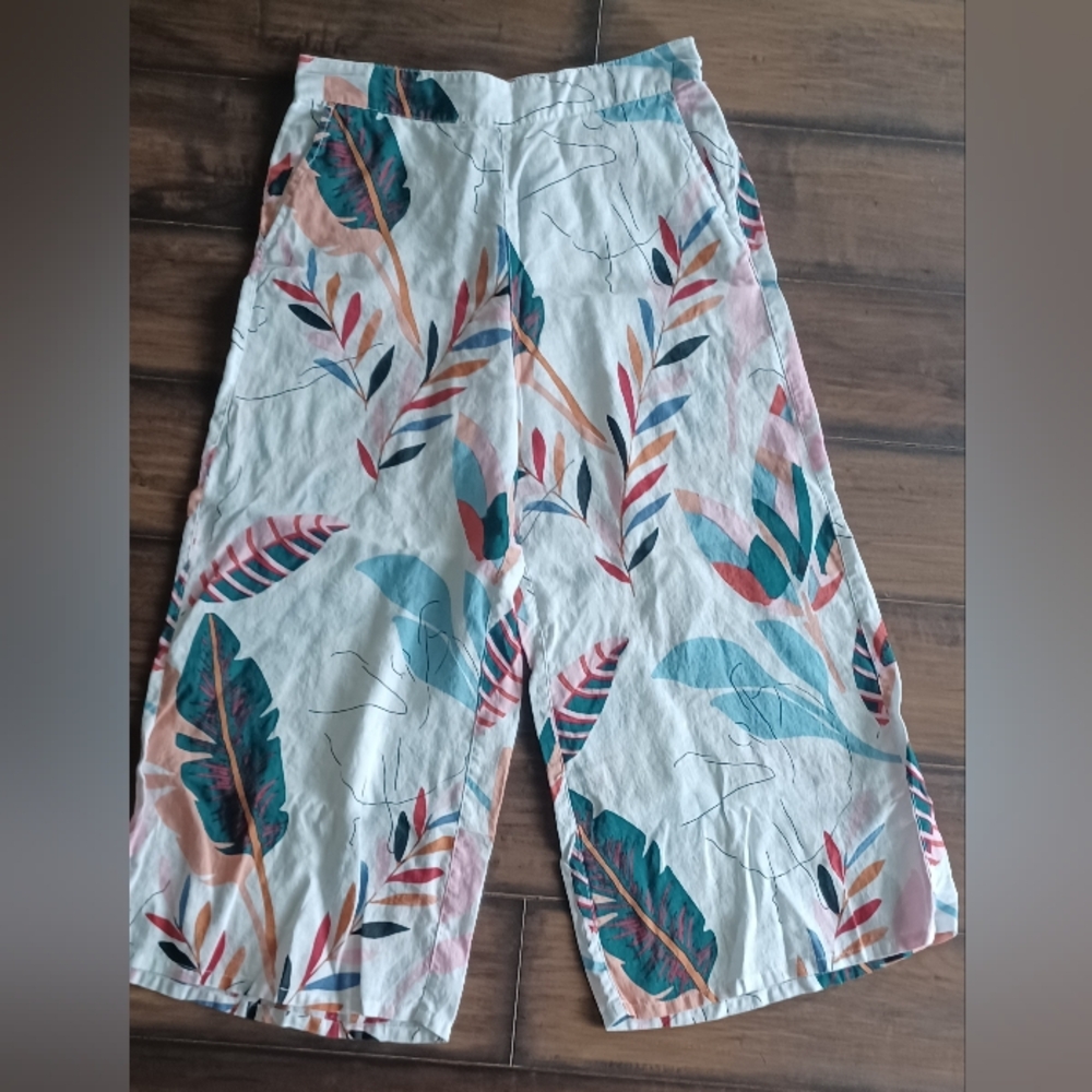 Cynthia rowley linen floral pants womens beachy travel Cruise resortwear summer